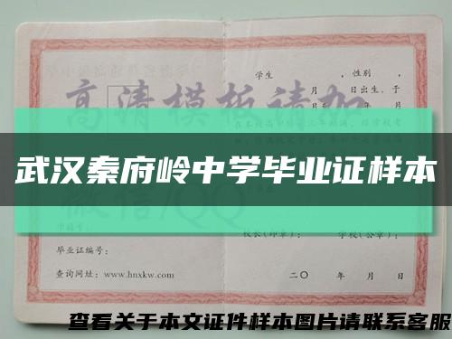 武漢秦府嶺中學畢業證樣本縮略圖