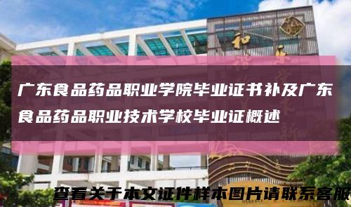 廣東食品藥品職業學院畢業證書補及廣東食品藥品職業技術學校畢業證概述縮略圖