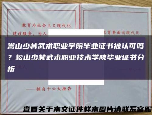 嵩山少林武術職業學院畢業證書被認可嗎？松山少林武術職業技術學院畢業證書分析縮略圖