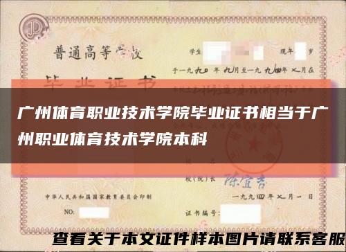 廣州體育職業技術學院畢業證書相當于廣州職業體育技術學院本科縮略圖