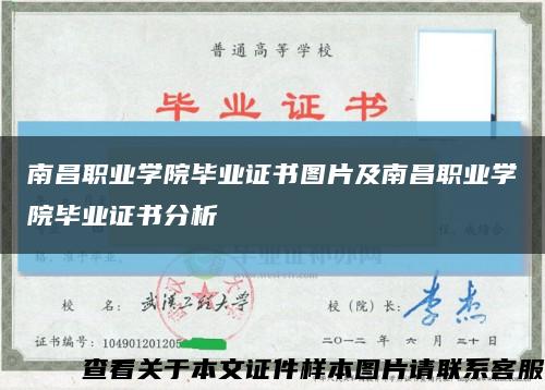 南昌職業學院畢業證書圖片及南昌職業學院畢業證書分析縮略圖