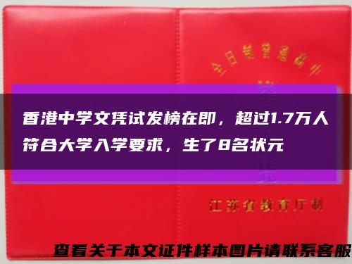 香港中學文憑試發榜在即，超過1.7萬人符合大學入學要求，生了8名狀元縮略圖