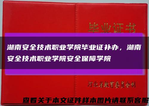 湖南安全技術職業學院畢業證補辦，湖南安全技術職業學院安全保障學院縮略圖