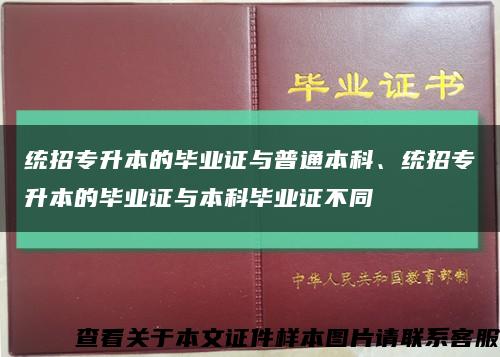 統招專升本的畢業證與普通本科、統招專升本的畢業證與本科畢業證不同縮略圖
