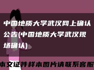 中國地質大學武漢網上確認公告(中國地質大學武漢現場確認)縮略圖