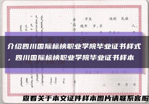 介紹四川國際標榜職業學院畢業證書樣式，四川國際標榜職業學院畢業證書樣本縮略圖
