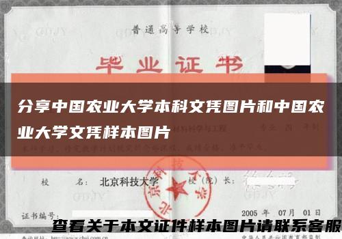 分享中國農業大學本科文憑圖片和中國農業大學文憑樣本圖片縮略圖