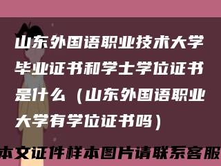 山東外國語職業技術大學畢業證書和學士學位證書是什么（山東外國語職業大學有學位證書嗎）縮略圖