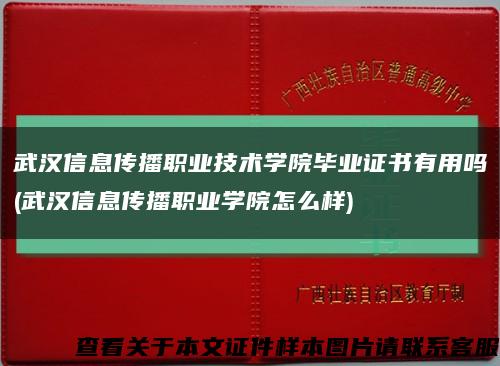 武漢信息傳播職業技術學院畢業證書有用嗎(武漢信息傳播職業學院怎么樣)縮略圖