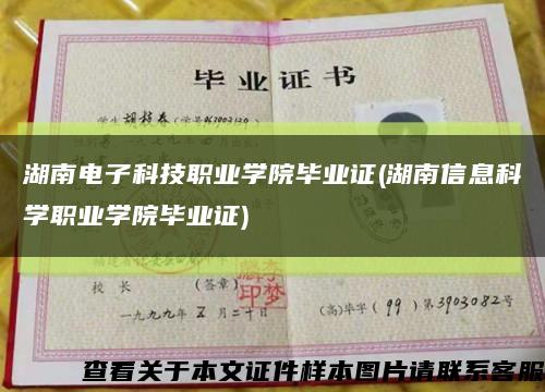 湖南電子科技職業學院畢業證(湖南信息科學職業學院畢業證)縮略圖