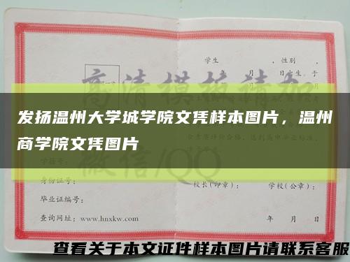 發揚溫州大學城學院文憑樣本圖片，溫州商學院文憑圖片縮略圖