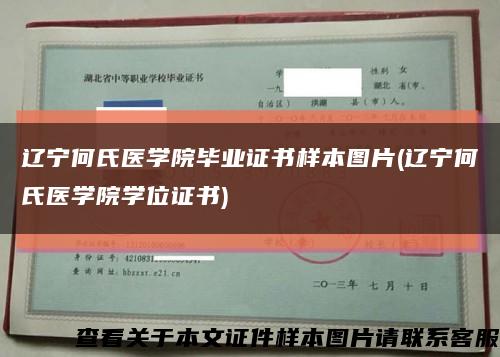 遼寧何氏醫學院畢業證書樣本圖片(遼寧何氏醫學院學位證書)縮略圖