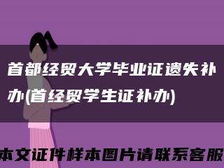 首都經貿大學畢業證遺失補辦(首經貿學生證補辦)縮略圖
