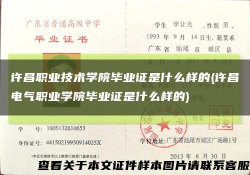 許昌職業技術學院畢業證是什么樣的(許昌電氣職業學院畢業證是什么樣的)縮略圖