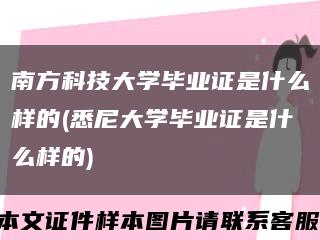 南方科技大學畢業證是什么樣的(悉尼大學畢業證是什么樣的)縮略圖