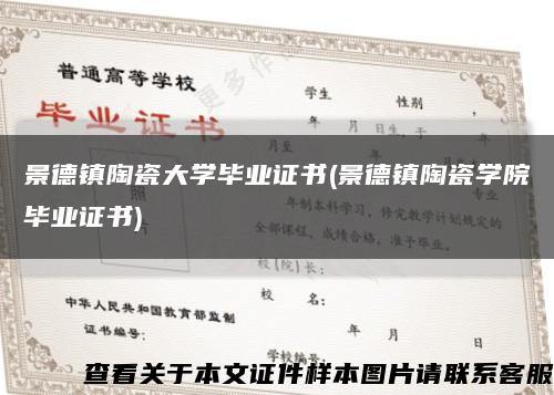 景德鎮陶瓷大學畢業證書(景德鎮陶瓷學院畢業證書)縮略圖