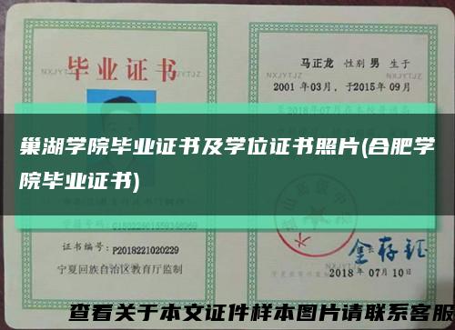 巢湖學院畢業證書及學位證書照片(合肥學院畢業證書)縮略圖