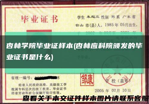 杏林學院畢業證樣本(杏林應科院頒發的畢業證書是什么)縮略圖
