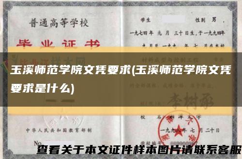 玉溪師范學院文憑要求(玉溪師范學院文憑要求是什么)縮略圖