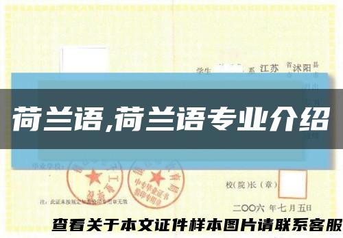 荷蘭語,荷蘭語專業介紹縮略圖