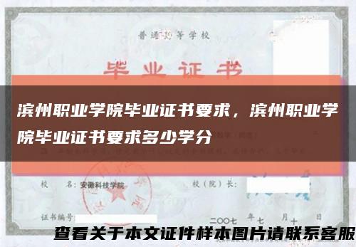 濱州職業學院畢業證書要求，濱州職業學院畢業證書要求多少學分縮略圖