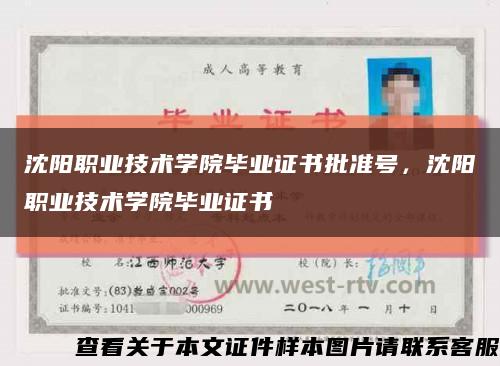 沈陽職業技術學院畢業證書批準號，沈陽職業技術學院畢業證書縮略圖