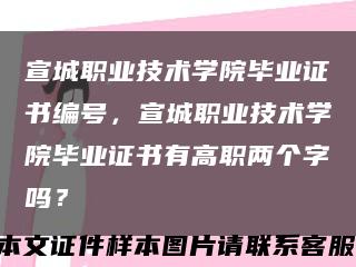 宣城職業技術學院畢業證書編號，宣城職業技術學院畢業證書有高職兩個字嗎？縮略圖