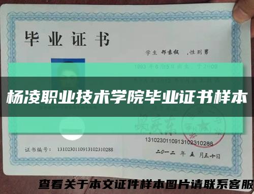 楊凌職業技術學院畢業證書樣本縮略圖