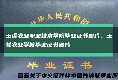 玉溪農業職業技術學院畢業證書圖片，玉林農業學校畢業證書圖片縮略圖