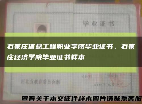 石家莊信息工程職業學院畢業證書，石家莊經濟學院畢業證書樣本縮略圖