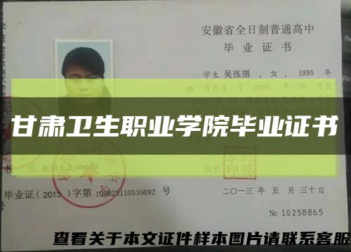 甘肅衛生職業學院畢業證書縮略圖