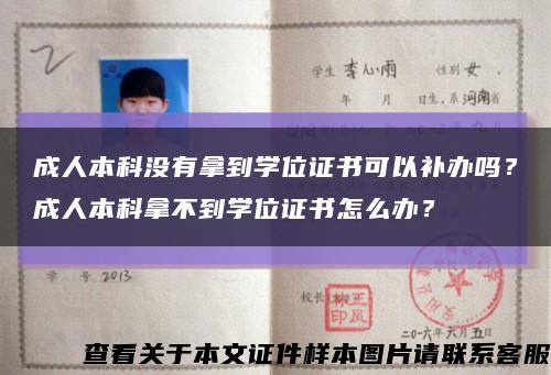 成人本科沒有拿到學位證書可以補辦嗎？成人本科拿不到學位證書怎么辦？縮略圖