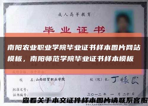 南陽農業職業學院畢業證書樣本圖片網站模板，南陽師范學院畢業證書樣本模板縮略圖