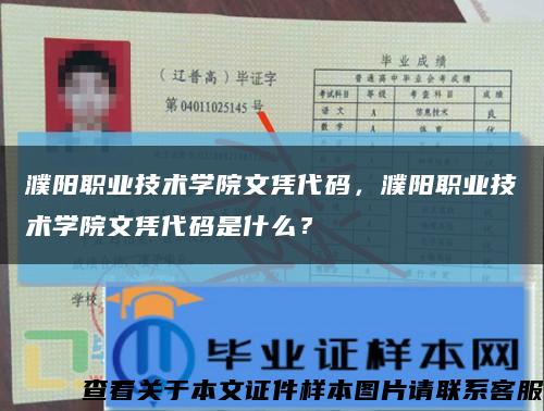 濮陽職業技術學院文憑代碼，濮陽職業技術學院文憑代碼是什么？縮略圖