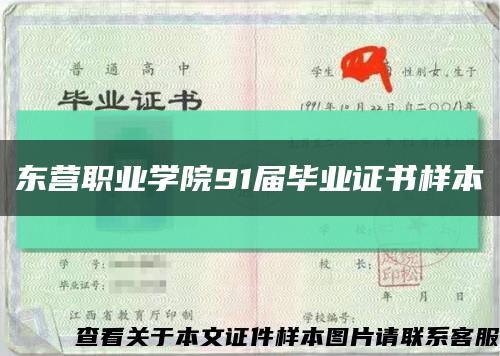 東營職業學院91屆畢業證書樣本縮略圖