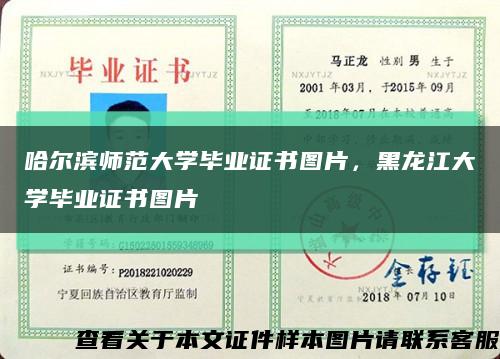 哈爾濱師范大學畢業證書圖片，黑龍江大學畢業證書圖片縮略圖