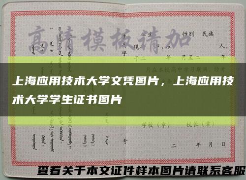 上海應用技術大學文憑圖片，上海應用技術大學學生證書圖片縮略圖