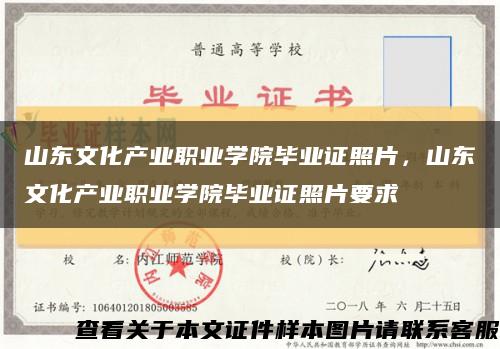 山東文化產業職業學院畢業證照片，山東文化產業職業學院畢業證照片要求縮略圖