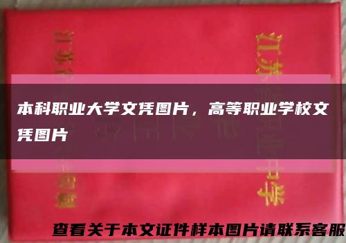 本科職業大學文憑圖片，高等職業學校文憑圖片縮略圖