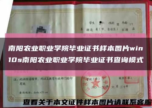 南陽農業職業學院畢業證書樣本圖片win10s南陽農業職業學院畢業證書查詢模式縮略圖