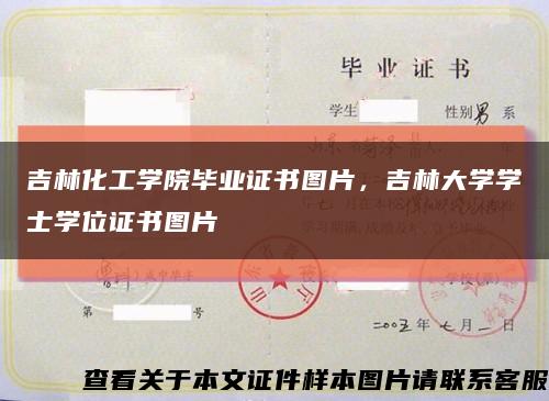 吉林化工學院畢業證書圖片，吉林大學學士學位證書圖片縮略圖