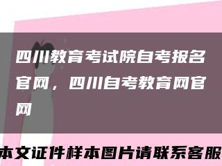 四川教育考試院自考報名官網，四川自考教育網官網縮略圖