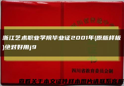 浙江藝術職業學院畢業證2001年(原版樣板)絕對好用j9縮略圖