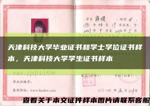 天津科技大學畢業證書和學士學位證書樣本，天津科技大學學生證書樣本縮略圖