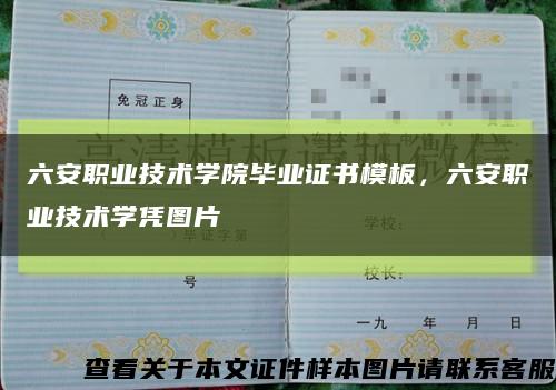六安職業技術學院畢業證書模板，六安職業技術學憑圖片縮略圖