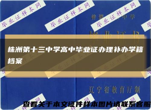 株洲第十三中學高中畢業證辦理補辦學籍檔案縮略圖