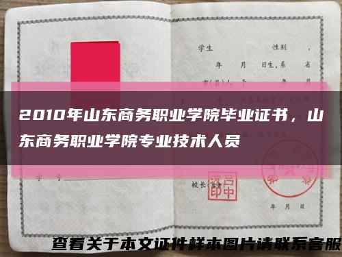 2010年山東商務職業學院畢業證書，山東商務職業學院專業技術人員縮略圖