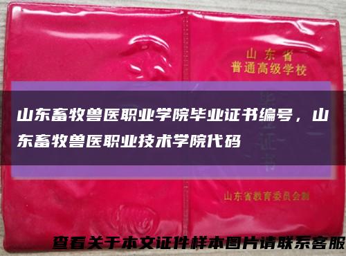 山東畜牧獸醫職業學院畢業證書編號，山東畜牧獸醫職業技術學院代碼縮略圖