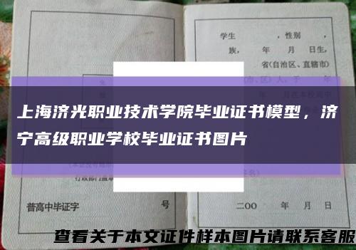 上海濟光職業技術學院畢業證書模型，濟寧高級職業學校畢業證書圖片縮略圖