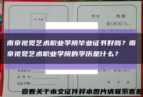 南京視覺藝術職業學院畢業證書好嗎？南京視覺藝術職業學院的學歷是什么？縮略圖